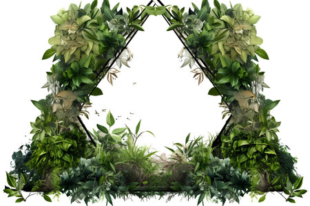 garden with plants isolated on white background. 3d illustration.の素材