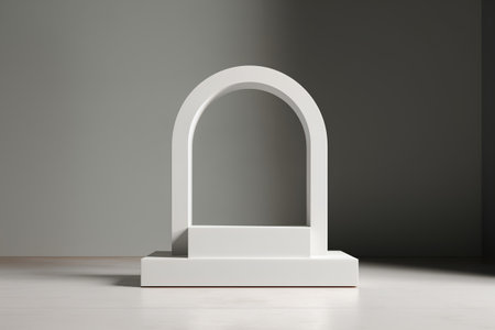 Minimalist scene with arch in empty room. 3d renderの素材