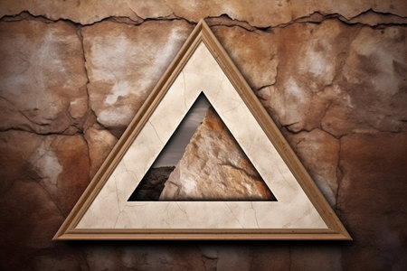 abstract stone background with frame and picture in vintage style, 3d illustrationの素材