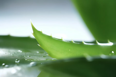 Aloe vera plant with water drops close up. Natural background.の素材