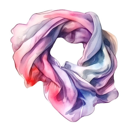 Watercolor illustration of a scarf. Isolated on white background.の素材