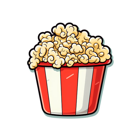 Popcorn in a red box. Vector illustration isolated on white background.の素材