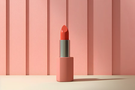 Lipstick on a pink background. 3d render illustration.の素材
