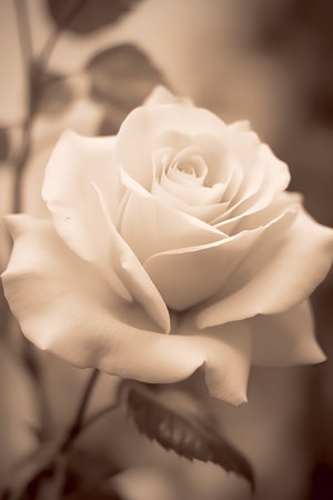 close up of a white rose in sepia tone with shallow depth of fieldの素材