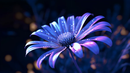 Blue flower on a dark background. 3D illustration. Nature.の素材