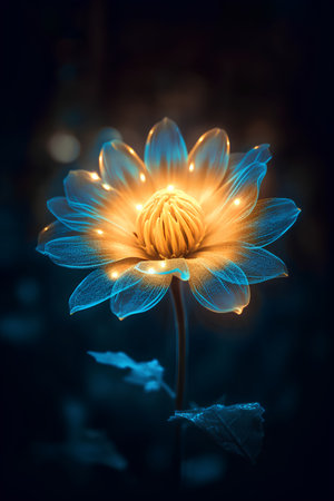Beautiful flower on a dark background. 3d rendering, 3d illustration.の素材