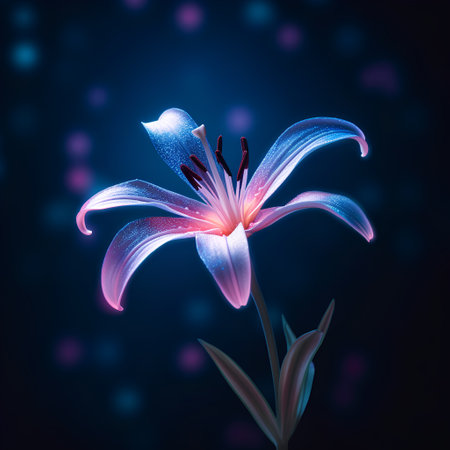 Beautiful lily flower on a dark background. Vector illustration.の素材
