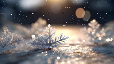 Snowflakes on a bokeh background. Christmas background.の素材