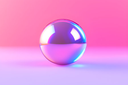 3d render of an abstract background with a pink and blue sphere.の素材
