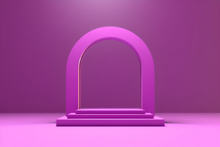 Minimalist background with purple arch. 3d render illustration.の素材