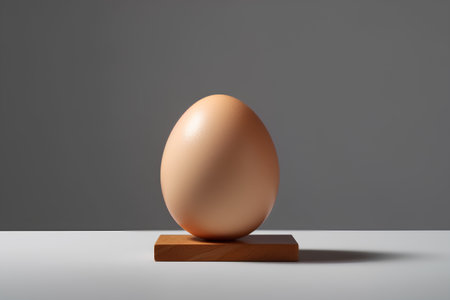 Easter egg on a stand on a gray background. 3d renderingの素材
