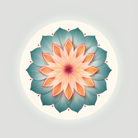 Beautiful lotus flower in a round frame. Vector illustration.の素材