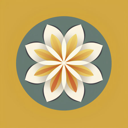 Flower icon in trendy flat style isolated on yellow background. Floral symbol for your designの素材