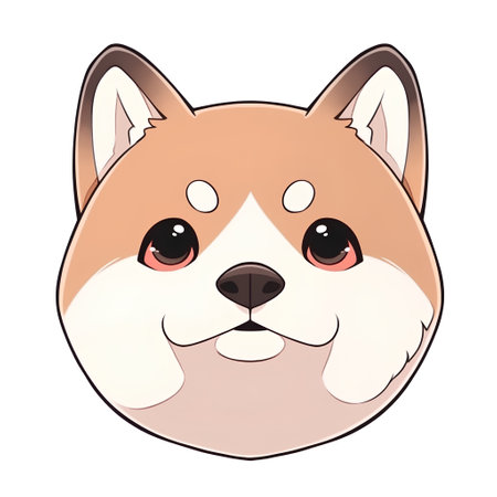 Cute shiba inu puppy face. Cartoon vector illustration.の素材