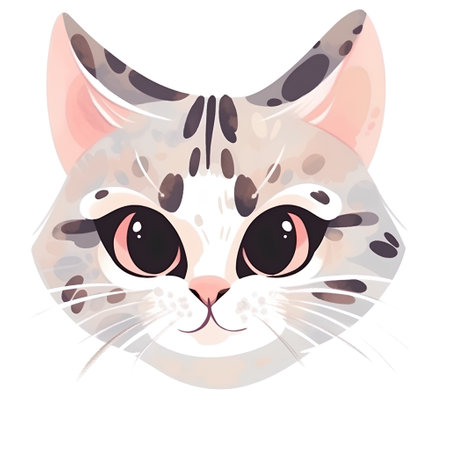 Portrait of a cat. Vector illustration on a white background.の素材