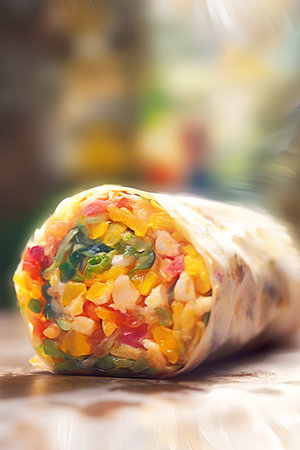 Vegetable roll with paprika, paprika and corn.の素材