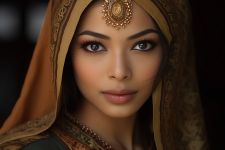Portrait of a beautiful asian muslim woman in traditional clothesの素材