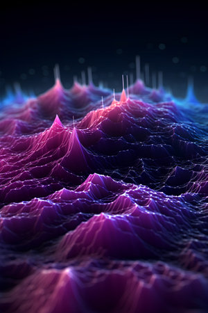 3d rendering of abstract digital background with flowing particles. Futuristic technology style.の素材