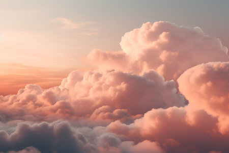Beautiful sunset above the clouds. Nature background. 3d illustrationの素材