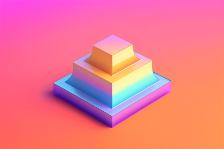 3d isometric pyramid on colorful gradient background. Vector illustration.の素材