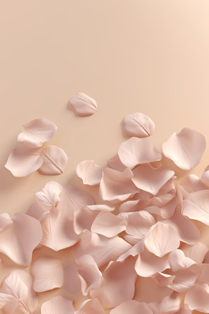 Rose petals on pastel beige background. Vector illustration.の素材