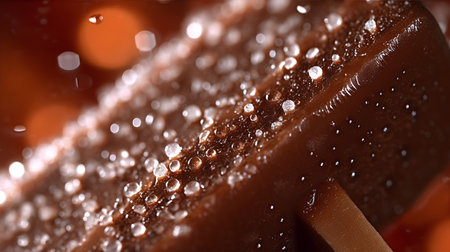 Close-up of ice cream on a stick with water dropletsの素材