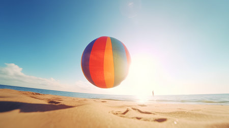 Beach Summer Holiday Vacation Traveling Relaxation Concept. Colorful Ballの素材
