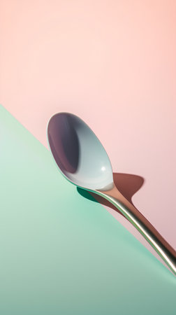 Spoon on pastel background. Minimal concept. 3D Renderingの素材