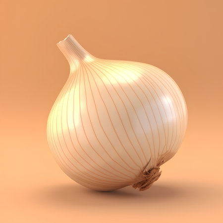 Onion on an orange background. 3D illustration, 3D renderingの素材