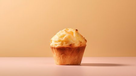 Cupcake with cream on pastel background. Minimal style.の素材