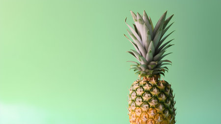 Pineapple on a green background with copy space. Minimal summer concept.の素材