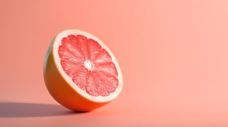 half of a grapefruit on a pink background, close-upの素材