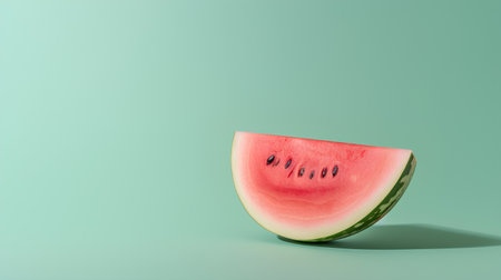 Slice of watermelon on green background. Minimal summer concept.の素材