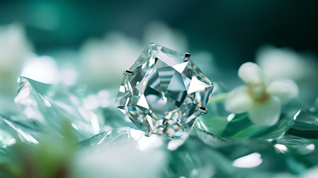 Wedding diamond on green bokeh background. 3d renderingの素材