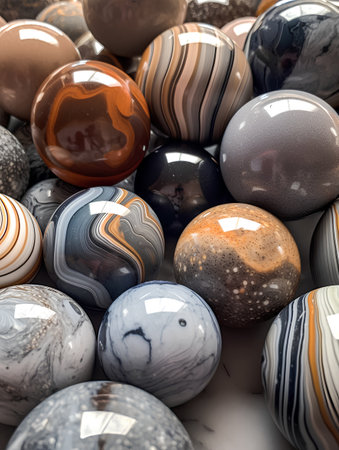 Colorful marble balls as background, closeup. 3D renderingの素材
