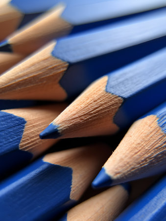 Close-up image of blue pencils. Shallow DOF.の素材