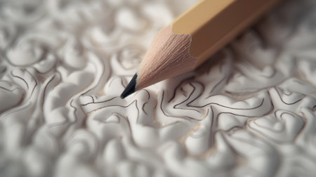 Pencil on a white background. Close-up. Selective focus.の素材