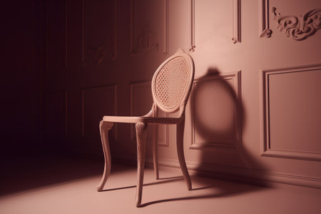 Vintage chair in a classic interior. 3D render illustration.の素材
