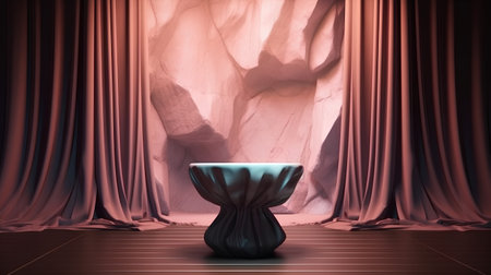 curtain and antique vase in the stage, 3d renderの素材