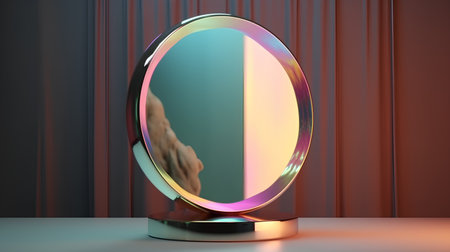 3d illustration of mirror with reflection in it. Abstract background.の素材