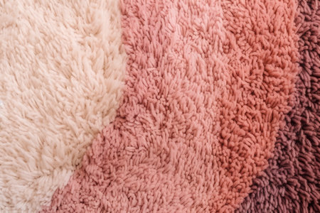 close up of a pink and beige towel on a white backgroundの素材