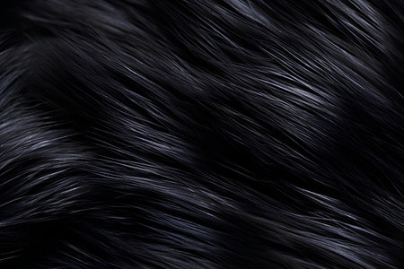 close up of black hair as a texture or background, animal hairの素材