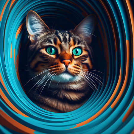 Portrait of a cat with blue eyes. 3d illustration.の素材