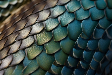 Close-up of a green snake skin. Snake skin texture.の素材