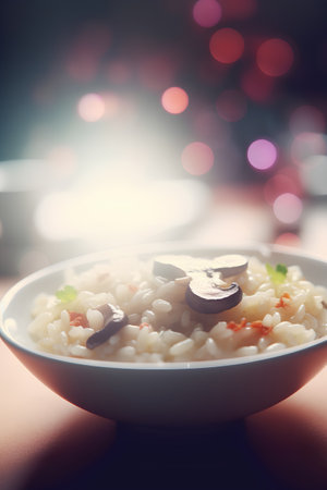 Risotto with mushrooms. Selective focus. Toned.の素材