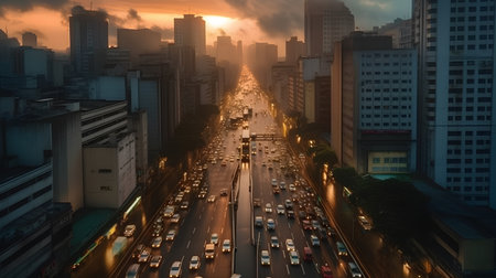 Heavy traffic in Bangkok in Bangkok, Thailand.の素材