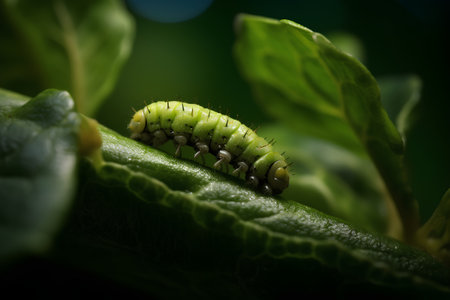 Caterpillar of the Papilio machaon on a leafの素材