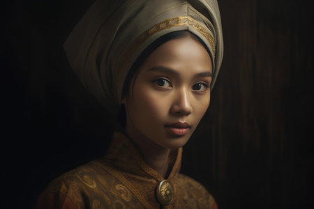 Portrait of a beautiful asian muslim woman in traditional clothesの素材