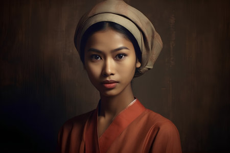 Portrait of a beautiful asian woman in traditional japanese clothingの素材