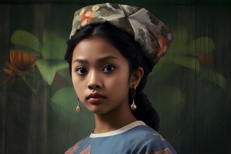 Beautiful asian woman in traditional japanese costume, 3d renderingの素材